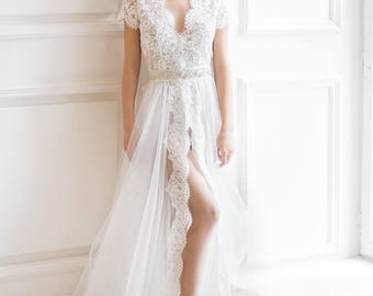 Boudoir dress, bridal robe, wedding robe lace,womens robe, getting ready robe, bridal lingerie, womens robe, honeymoon lingerie