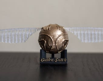 3-piece Golden Snitch Quidditch Gryffindor From Harry Potter decor with stand, 3d printed, hand painted, gift for her, gift for him