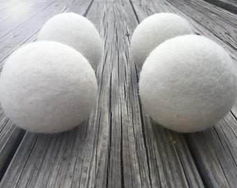 Wool Dryer Balls – Set of 4 – Natural Eco Friendly with no chemicals - XL - Organic & Baby Safe
