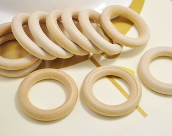 wholesale 50pcs Round Teething Rings -39mm Wooden Ring natural unfinished Wood Teething Rings,wood ring pendant.