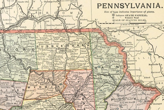 Old map of Pennsylvania Printable digital download.Old