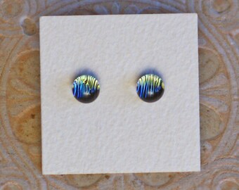 Dichroic Glass Earrings, Gray/Green Tint DGE-1213