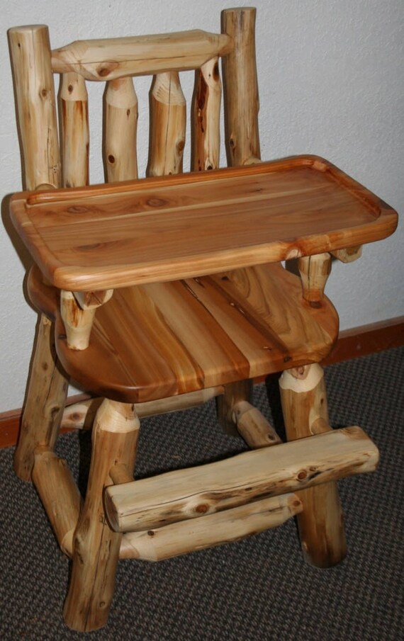 Cedar Log High Chair with wooden tray