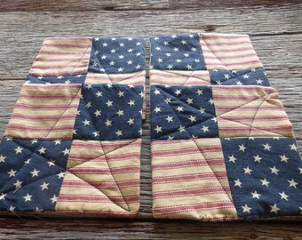 Red, White and Blue Coasters (4), Rustic Coasters, American Flag Coasters, Americana Coasters, Mug Rug