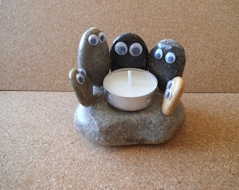 Googly eyed rocks candle holder ( Each holder may vary)