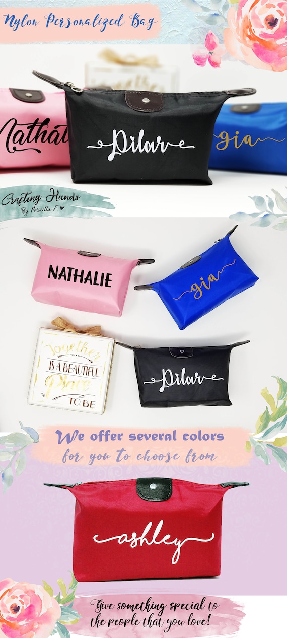 Items similar to Personalized Makeup Bags, Name makeup bags, Nylon bags