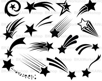 Star svg - Star vector - Shooting star svg - Shooting star digital clipart for Design or more, files download svg, png, dxf