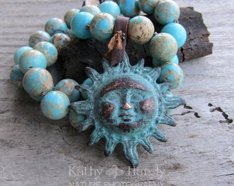 SALE Celestial Sun || Greek Casting | Natural Stones | Earthy | Organic | Hand-knotted Necklace | OOAK | Sun Worshiper | Sun Lover