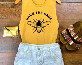 Bumble Bee - Save The Bees Festival Tank - Vegan Clothing - Honey Bee - Save The Bees - Vegan Shirt - Environment T Shirt - Tumblr Shirt