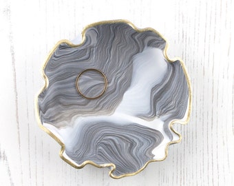 Grey Marble Trinket Dish, Ring Dish, Jewellery Dish, Gift For Her, Bridesmaid Gift, Jewellery Dish, Ring Holder