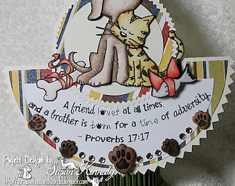 Best Friend Friendship Proverbs Dimensional Religious Christian Animal Bible Unique Folded Shaped One of a Kind Handmade Greeting Card