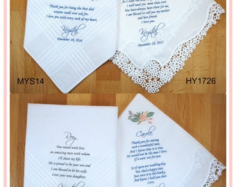 Wedding Handkerchief-Mother of the Bride Gift-Father of the Bride-Mother of the Groom-Father of the Groom-Set of 4-Parents Wedding Gift 1