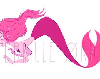 Mermaid Pink - A3 print