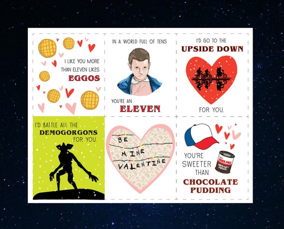 Stranger Things Valentines Day Cards Funny Printable Cutout