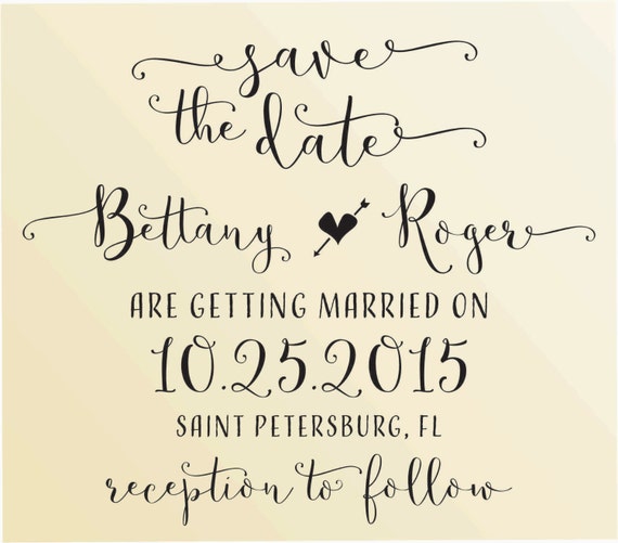 Save The Date Calligraphy Font Custom Stamp Self Inking