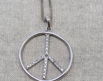 Sterling Silver Peace Sign Necklace
