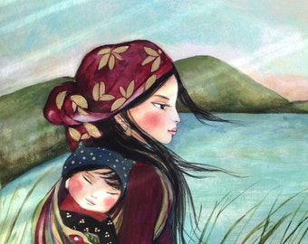 Mother and child "in the morning" art print