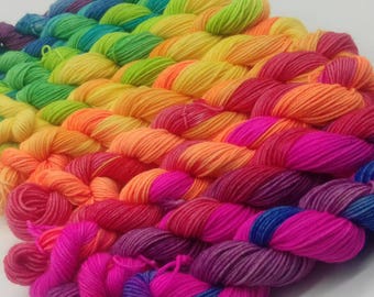 75/25 Superwash Merino / Nylon sock yarn: Spectral Dispersion Mini Skeins