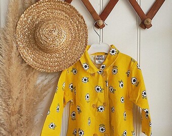 Vintage Cotton Sun Flower Baby Pajamas