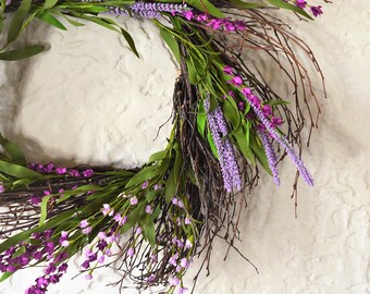 Faux Larkspur and Lavender Wreath | Summer Wreath | Summer Wreaths for front door | Front Door Wreaths | Faux Wreaths | Silk Wreaths | Gift