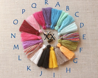 COTTON tassels, FOUR Tassels, ideal earring tassels, colorful tassles for jewelry, bracelets, pompon, 32mm mini tassels, FOUR small tassles