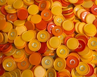 Medicine flip off vial caps for crafts: orange 22mm caps- 100 pieces