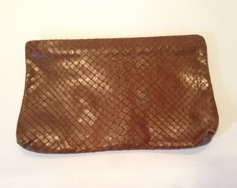 Brown Snakeskin Clutch
