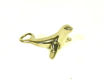 Vintage Chrome Seal Shapped Bottle Opener, Sea Lion Bottle Opener, Vintage Barware