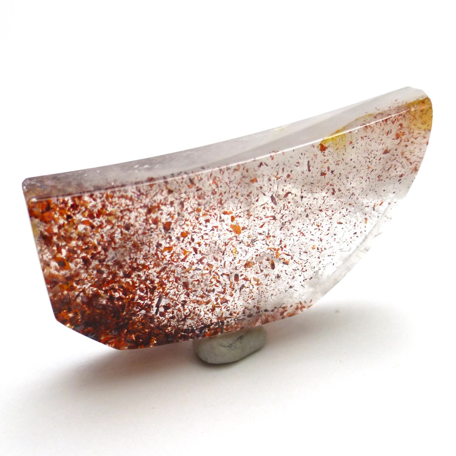 Hematite Quartz Cabochon Hematoid Rare Red Inclusions Free Form Hand