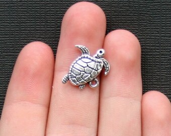 12 Turtle Charms Antique Silver Tone - SC2206