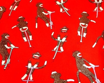 Monkey'n Around Sock Monkey on Pogo Sticks Fabric Yardage by Erin Michael for Moda
