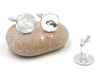10 cabochons 14mm silver plate cuff links