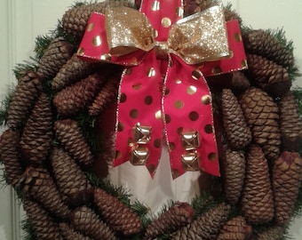 Christmas Pinecone Wreath, Pinecone Wreath, Outdoor Winter Wreath, Indoor Wreath, Winter Pinecone Wreath