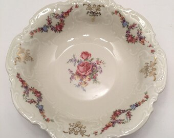 Vintage Schinding Bavaria Bowl ~ Pink Floral Serving Bowl~ Germany