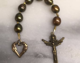 Dark Green Pearl Anglican Rosary Chaplet Protestant Prayer Beads My Refuge Episcopal Rosary Chaplet Ethiopian Heishi Christian Mediation