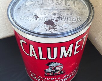 Vintage Calumet Baking Powder 10 pound tin Indian 1930s