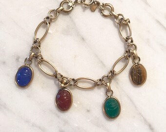 Vintage Scarab Bracelet in Yellow Gold Filled - Retro