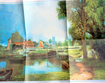 Vintage Country Scene Wrapping Paper landscape paper- vintage Men's wrapping paper - vintage wrapping paper