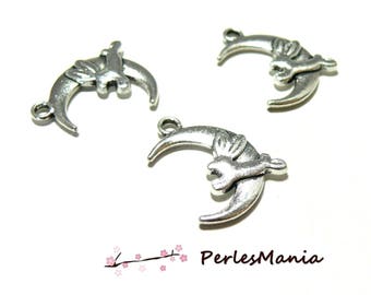 10 pendants KAWAI 22mm (S1164111) ANTIQUE silver metal Moon and rabbit