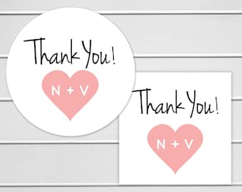 Wedding Thank you Stickers, Personalized Wedding Stickers, Thank You Labels, Envelope Seals (#103)