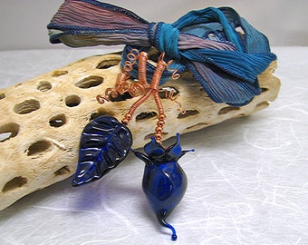 Dark Forest Pod Lampwork Necklace