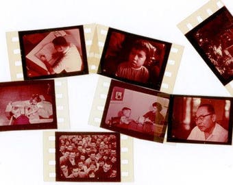 7 Vintage Color Education Filmstrip Frames