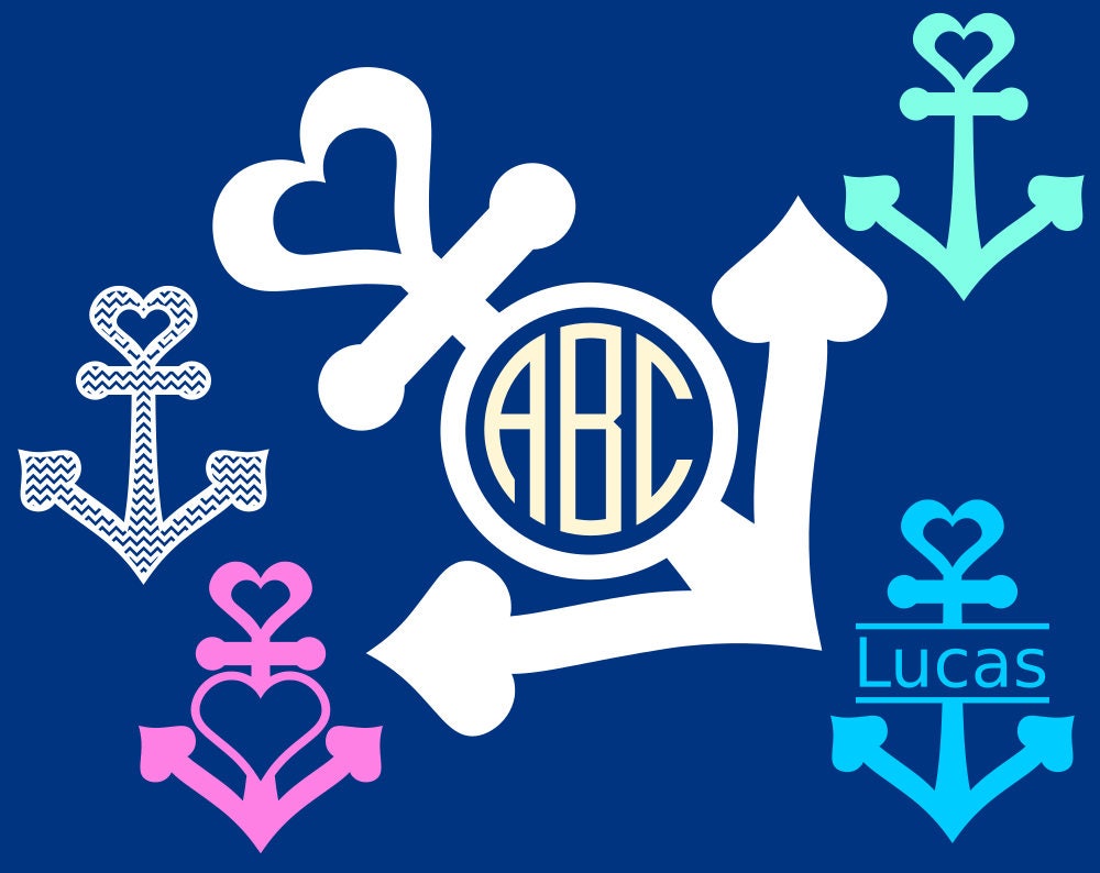 Download Love Anchor SVG File SVG Monogram Frames - Nautical Clipart - SVG Anchor for Cricut and Silhouette