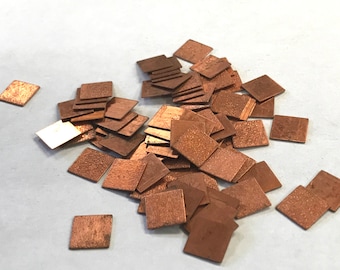 Vintage COPPER Square STIPPLED Stampings Recycled Industrial Steampunk Craft Supply for Mixed Media or Assemblages 9x9x.5 mm PKG50 MS23