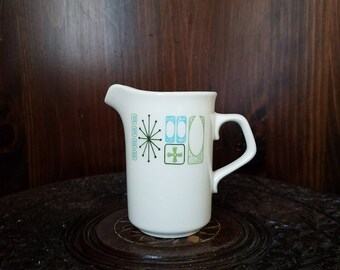 Vintage Taylor Smith and Taylor Taylorstone Cathay Green Atomic Starburst Creamer