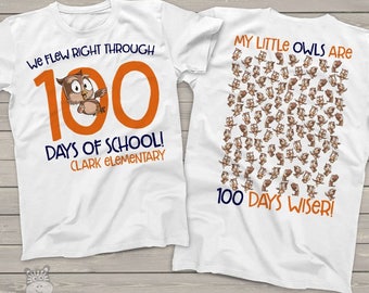 Teacher shirt - 100 days of school - owl hundred day crew neck or vneck shirt mscl-118