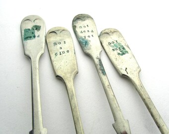 Clueless Gardeners Plant Labels, Rustic Upcycled Forks, Gift For Gardener, Humorous Plant Markers, Reclaimed Vintage Cutlery