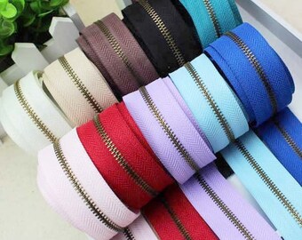 5 Yards, Nylon Metal Bronze Zipper #3 (Without Zipper Pulls / Zipper Sliders)