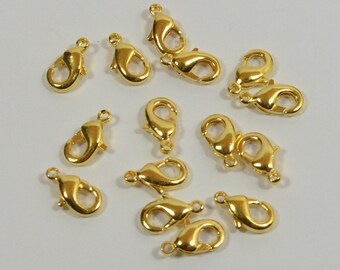 14K Gold Plated Lobster Clasps - 9mm x 5mm - Choose Your Quantity