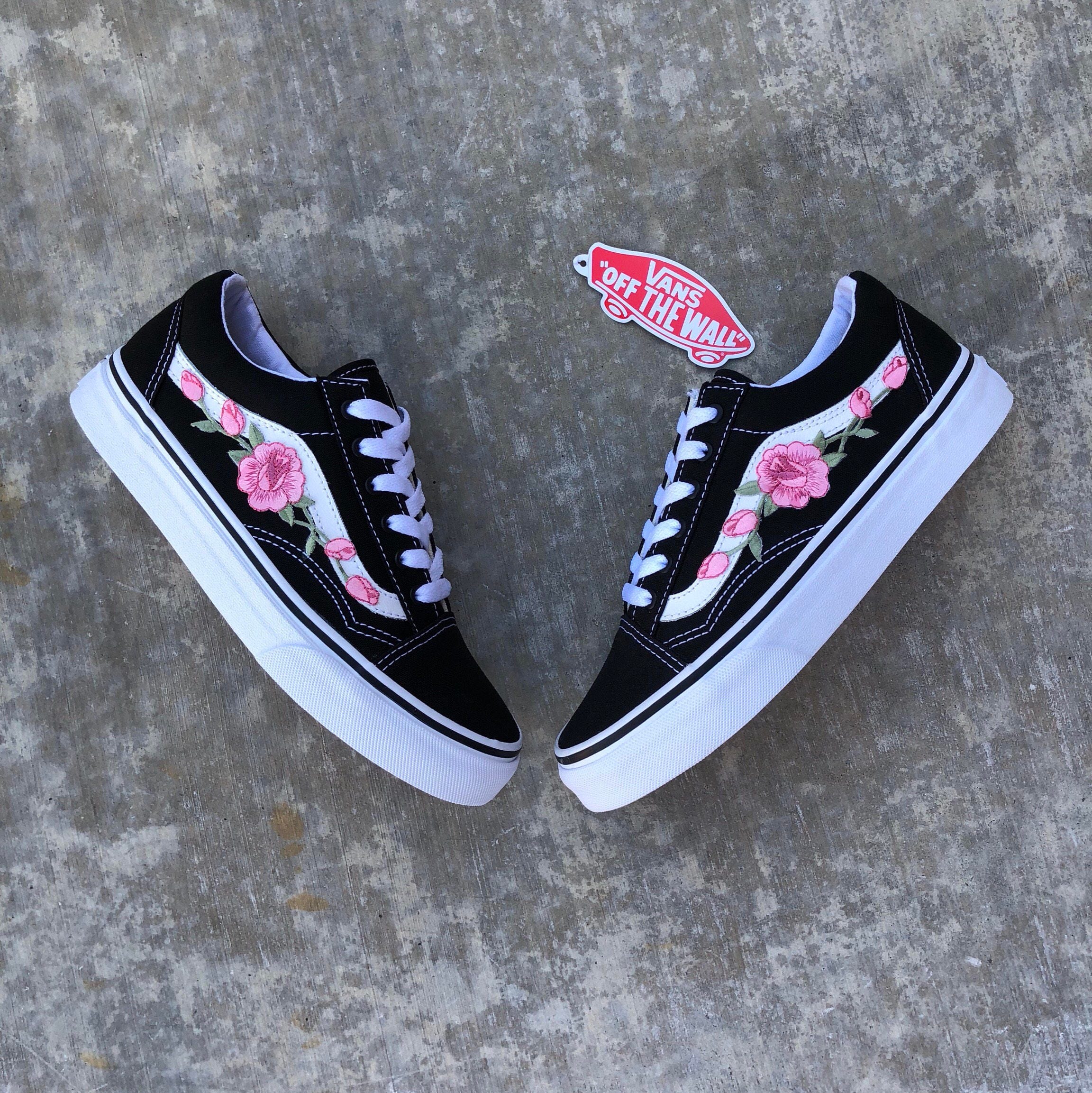 Rose vans floral vans vans roses embroidered sneakers